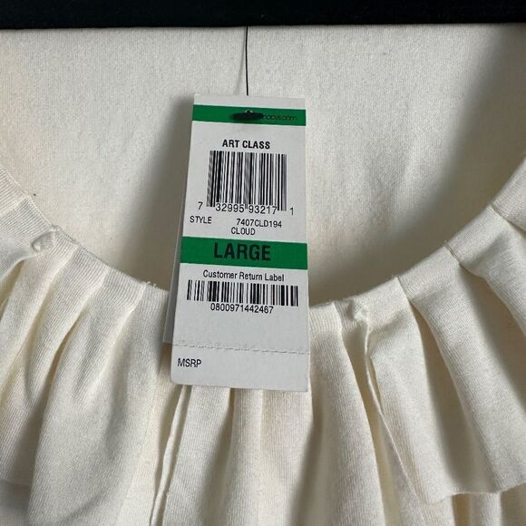 Alfani Blouse Short Sleeve Ruffle Neckline Large NWT - Picture 3 of 5